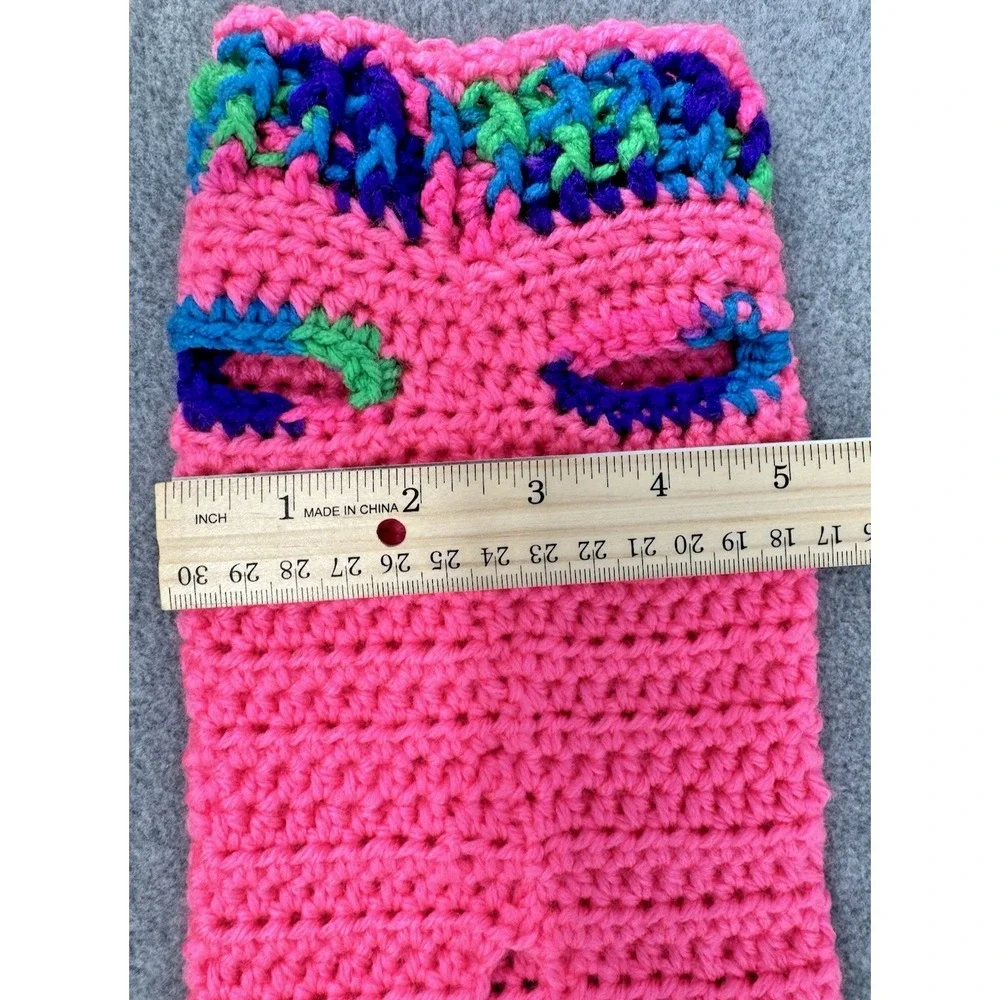 Extra Small Dog Sweater Crochet Hot Pink Variegated Trim Handmade Crocheted